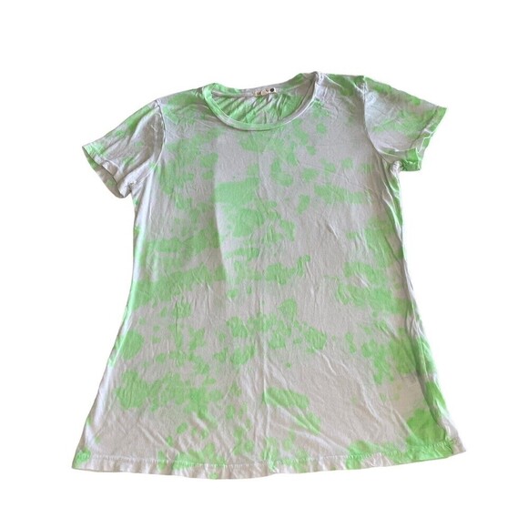 Sundry Tie Dye Boy Bright Green White Women T-Shirt Size 3 Large Short Sleeves - Picture 2 of 9